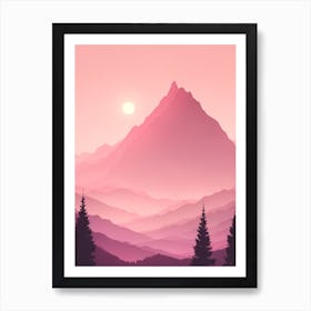 Misty Mountains Vertical Background In Pink Tone 66 Art Print