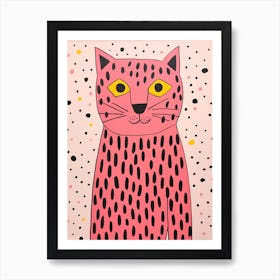 Pink Polka Dot Bobcat 1 Art Print