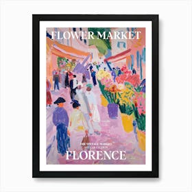 Vintage Flower Market Painting Florence Italy Art Print