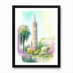 Bok Tower Gardens, Usa Pastel Watercolour Art Print