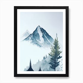 Mountain And Forest In Minimalist Watercolor Vertical Composition 272 Art Print