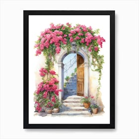 Ancona, Italy   Mediterranean Doors Watercolour Painting 3 Art Print