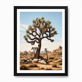 A Classic Oil Painting Of A Joshua Tree Neutral Colour 3 Art Print