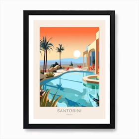 Santorini, Greece 4 Midcentury Modern Pool Poster Art Print