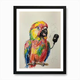 Parrot With Microphone Art Print