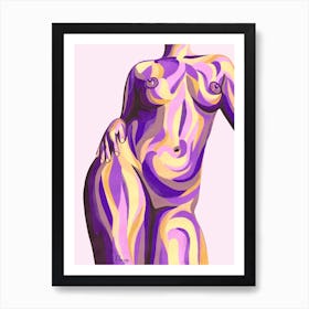 Nude Babe In Lilac And Yellow Art Print