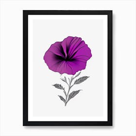 Petunia Floral Minimal Line Drawing 2 Flower Art Print