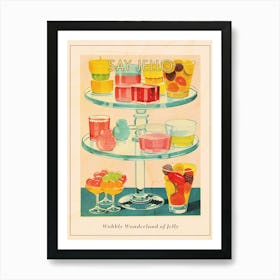 Retro Jelly Dessert Platter Illustration 3 Poster Art Print