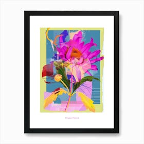 Chrysanthemum 1 Neon Flower Collage Poster Art Print