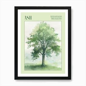 Ash Tree Atmospheric Watercolour Painting 1 Poster Art Print