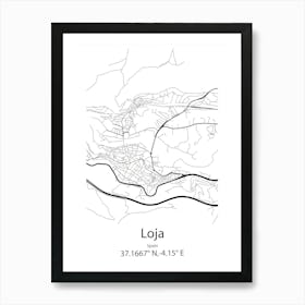 Loja,Spain Minimalist Map Art Print