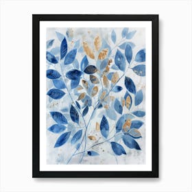 Blue Leaves 9 Art Print