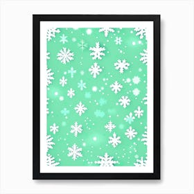 Snowflakes In The Mountains, Snowflakes, Kids Illustration 1 Art Print