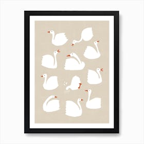 White Geese Art Print