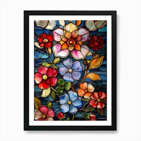 Colorful Stained Glass Flowers 19 Art Print