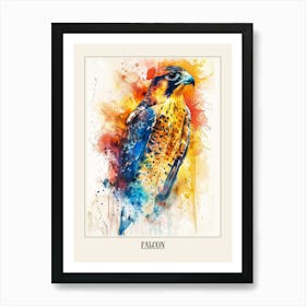 Falcon Colourful Watercolour 1 Poster Art Print
