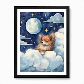 Baby Wolf 3 Sleeping In The Clouds Art Print