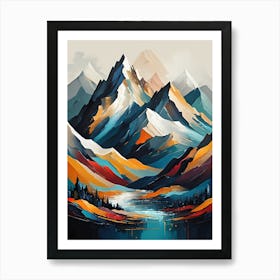 Colorful Mountain Art Art Print