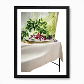 Elderberry Italian Watercolour fruit Art Print