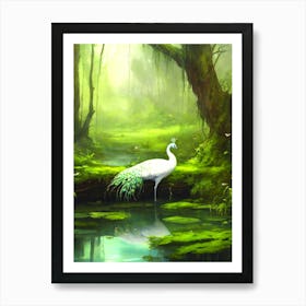 Peacock In The Forest Art Print