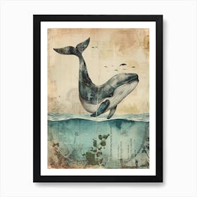Kitsch Retro Whale Collage 4 Art Print