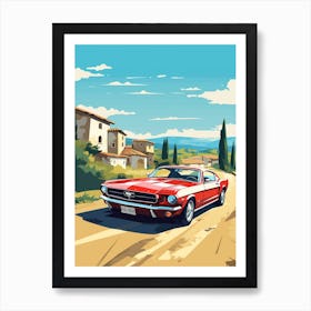 A Ford Mustang In The Tuscany Italy Illustration 2 Art Print