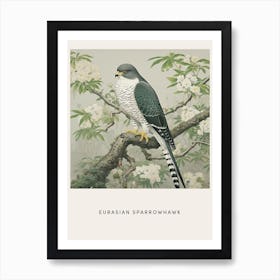 Ohara Koson Inspired Bird Painting Eurasian Sparrowhawk 1 Poster Art Print