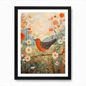 Robin 4 Detailed Bird Painting Art Print