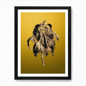 Gold Botanical Spurge Laurel Weeds on Mango Yellow n.2116 Art Print