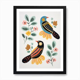 Folk Style Bird Painting 2 Art Print