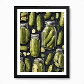 Pickles In Jars Seamless Pattern Art Print