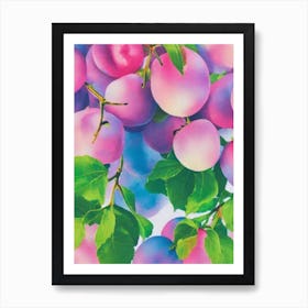 Plum 1 Risograph Retro Poster Fruit Art Print