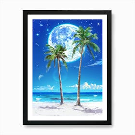 Two Palm Trees On The Beach 2 Art Print