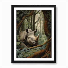 Rhino Resting In The Forest 1 Art Print