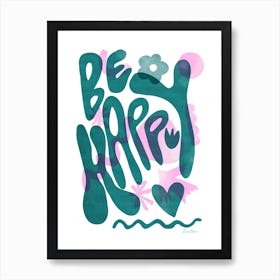 Be Happy Risography - Abstract Bold Art Print