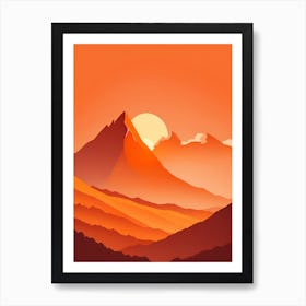 Misty Mountains Vertical Composition In Orange Tone 140 Art Print