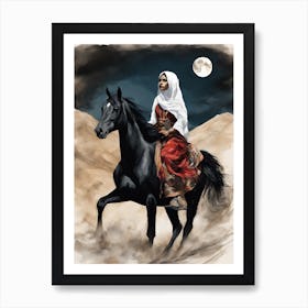 Muslim Woman A Horse Art Print