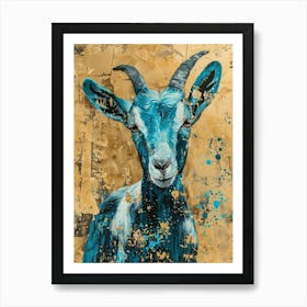 Pygmy Goat Gold Effect Collage 3 Art Print