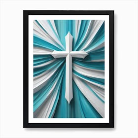 Cross On Blue Background Art Print