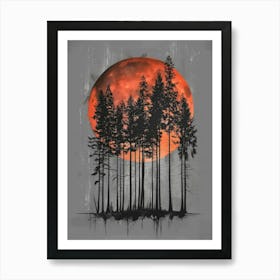 Red Moon Canvas Print Art Print