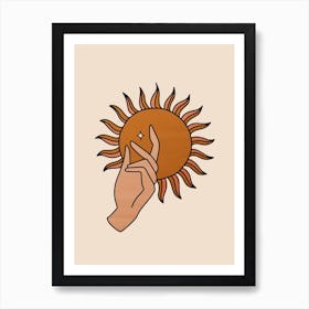 Hand And Sun Art Print