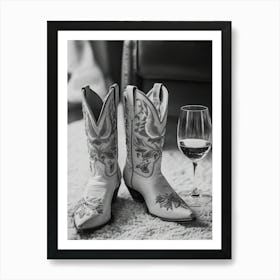 Cowgirl Boots And Wine Art Print