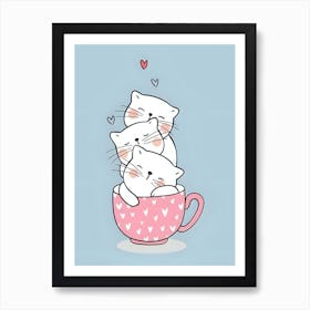 Cute Kittens In A Cup Art Print