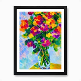 Primrose Floral Abstract Block Colour 2 1 Flower Art Print