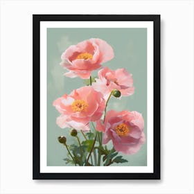 Roses Flowers Acrylic Painting In Pastel Colours 7 Art Print