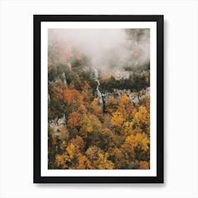 Waterfall Into Fall Forest Art Print