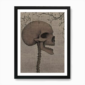 Skull With Branches Art Print