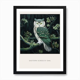 Ohara Koson Inspired Bird Painting Eastern Screech Owl 4 Poster Affiche