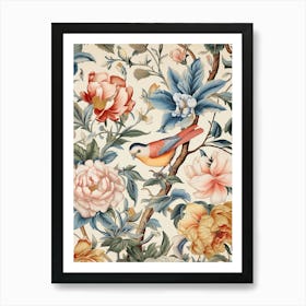 Chinese Floral Wallpaper Art Print