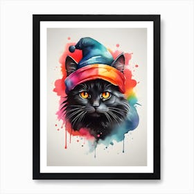 Black Cat In A Hat 1 Art Print